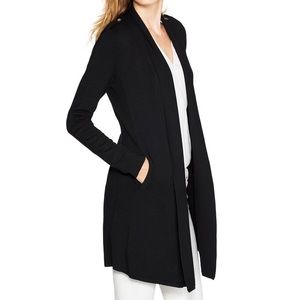 White House Black Market Ribbed Collar Open Front Cardigan with Pockets
